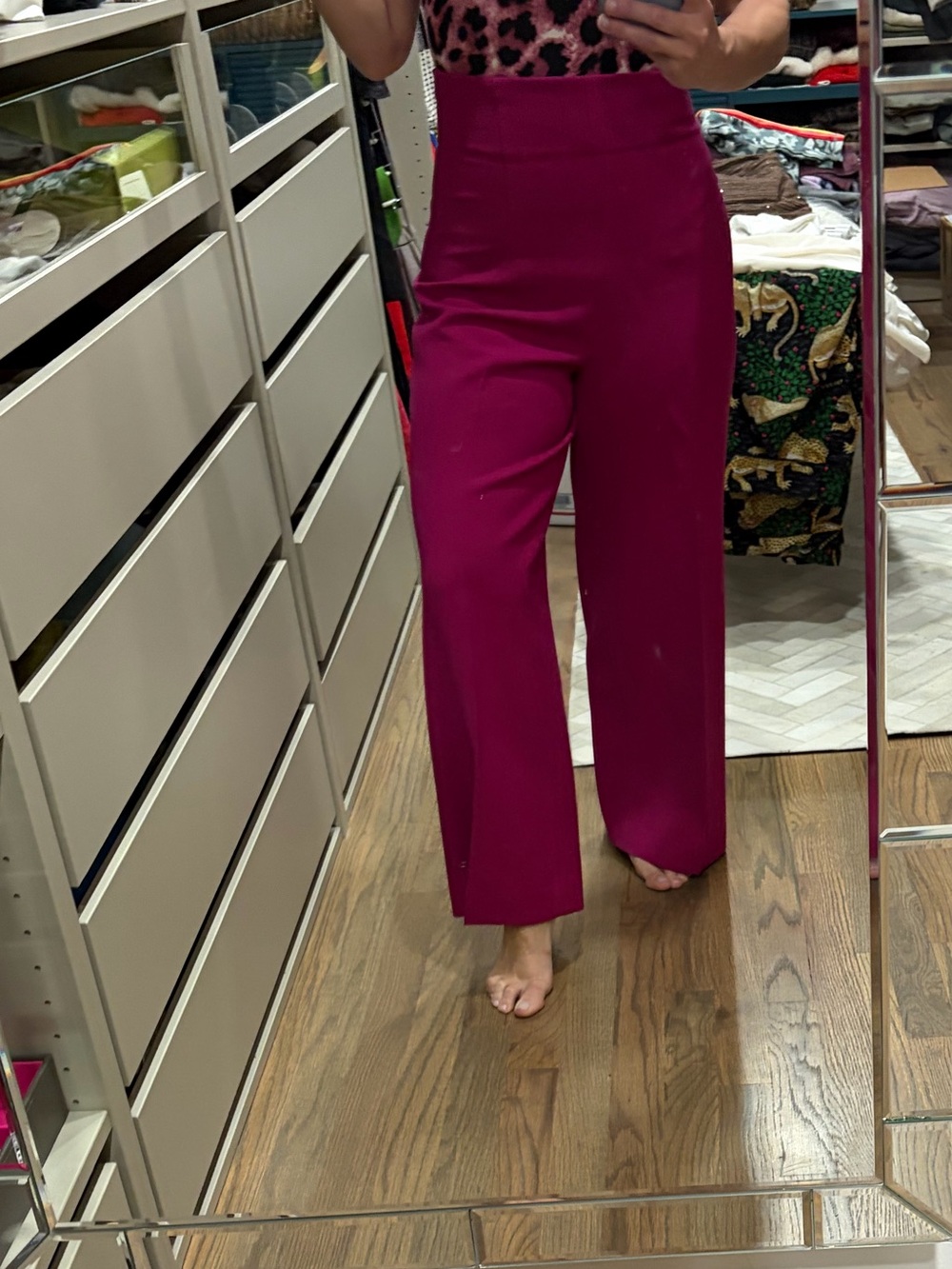 Zara Fuchsia High-Waist Wide-Leg Trousers